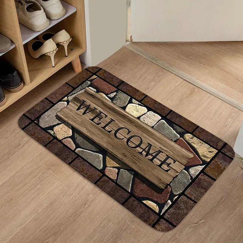 Doormat Floral Pattern Non-Slip Indoor & Outdoor Use