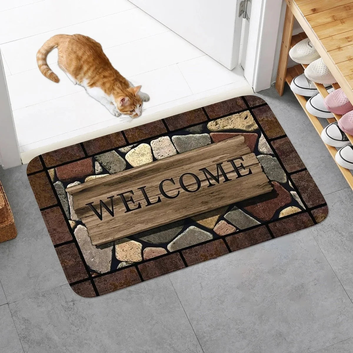 Doormat Floral Pattern Non-Slip Indoor & Outdoor Use