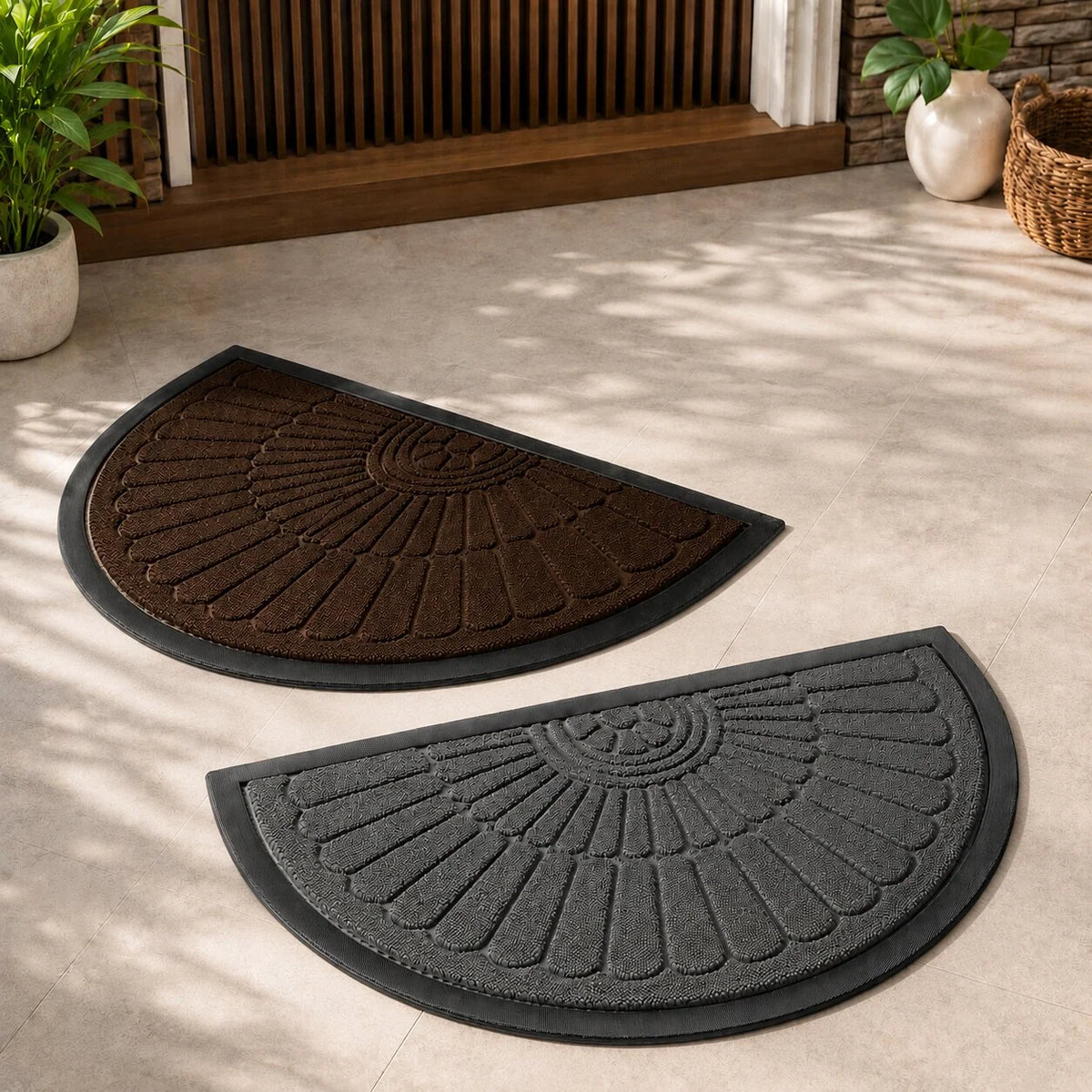 Doormat Half-Moon Rubber Non-Slip Dirt-Trapping Surface