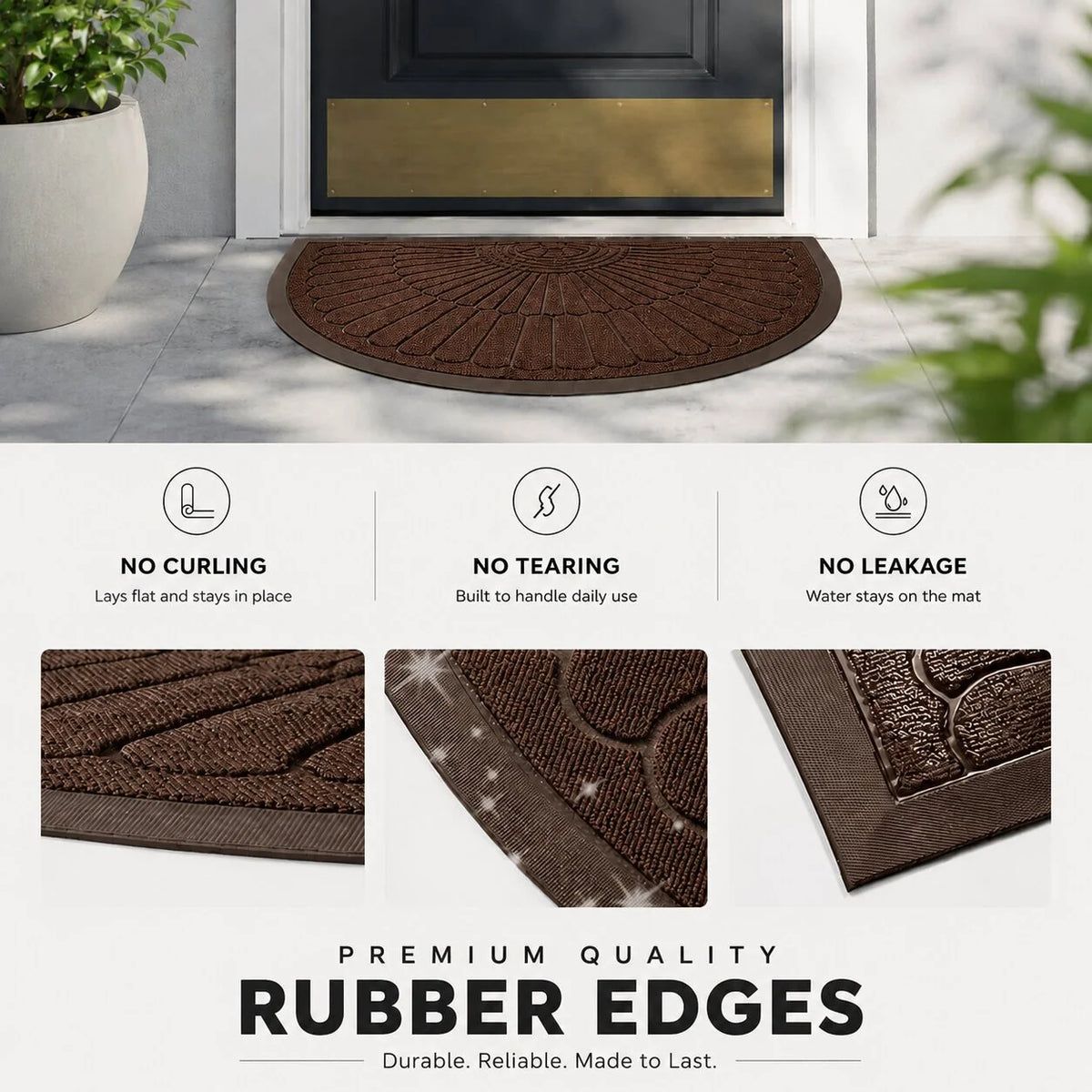 Doormat Half-Moon Rubber Non-Slip Dirt-Trapping Surface