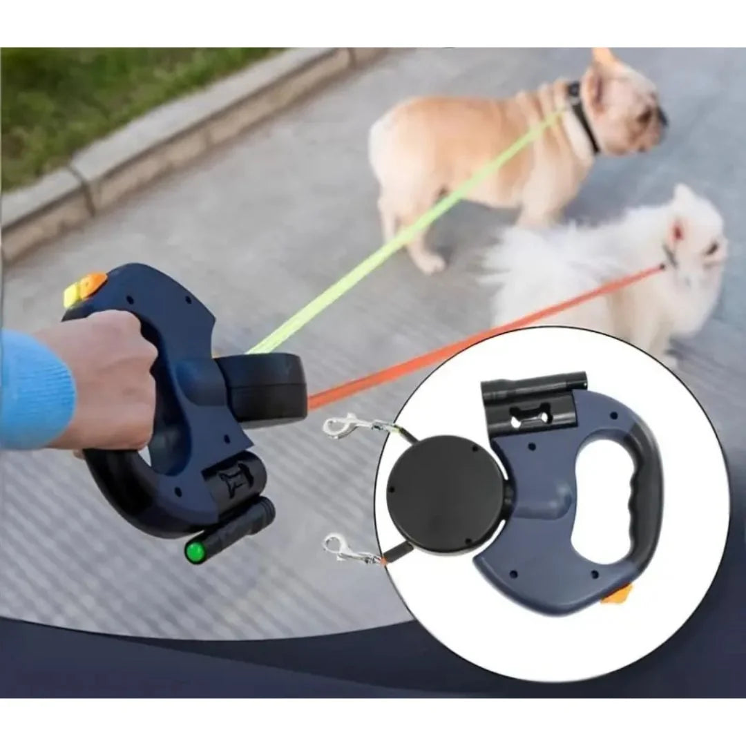Double Dog Leash Anti-Tangle Swivel Padded Handle