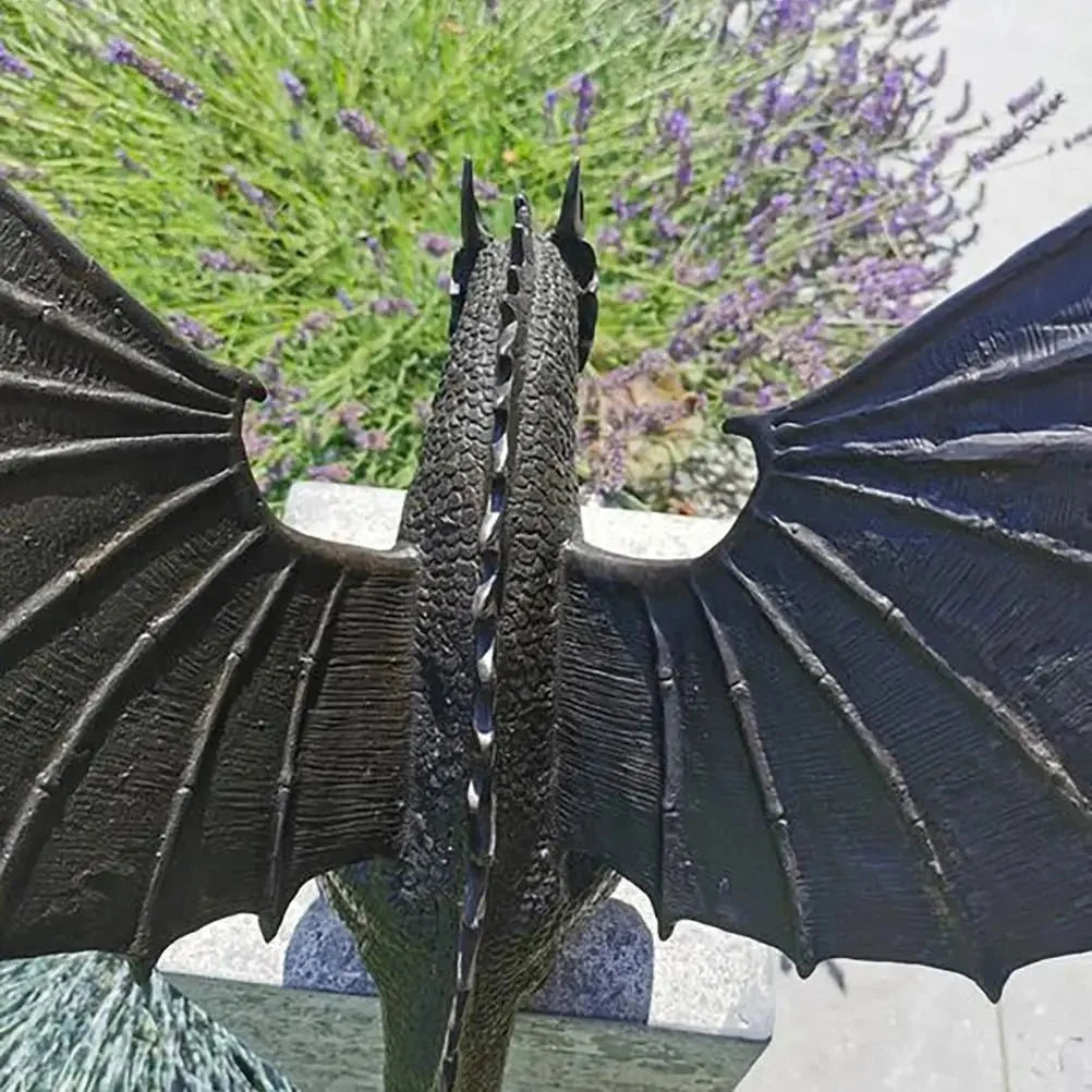 Dragon Statue Bronze-Look Resin Weather-Resistant