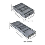 Drawer Organizer Adjustable Collapsible Multi-Tier ABS flipped? Wait title. Need no issue. "Drawer Organizer Adjustable Collapsible Multi-Tier ABS" fine.