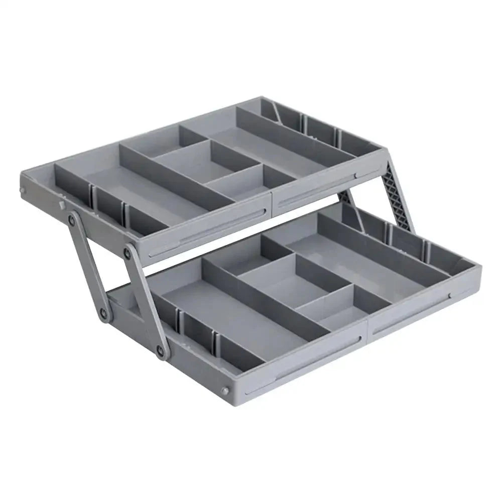 Drawer Organizer Adjustable Collapsible Multi-Tier ABS flipped? Wait title. Need no issue. "Drawer Organizer Adjustable Collapsible Multi-Tier ABS" fine.