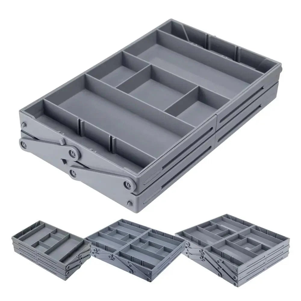 Drawer Organizer Adjustable Collapsible Multi-Tier ABS flipped? Wait title. Need no issue. "Drawer Organizer Adjustable Collapsible Multi-Tier ABS" fine.