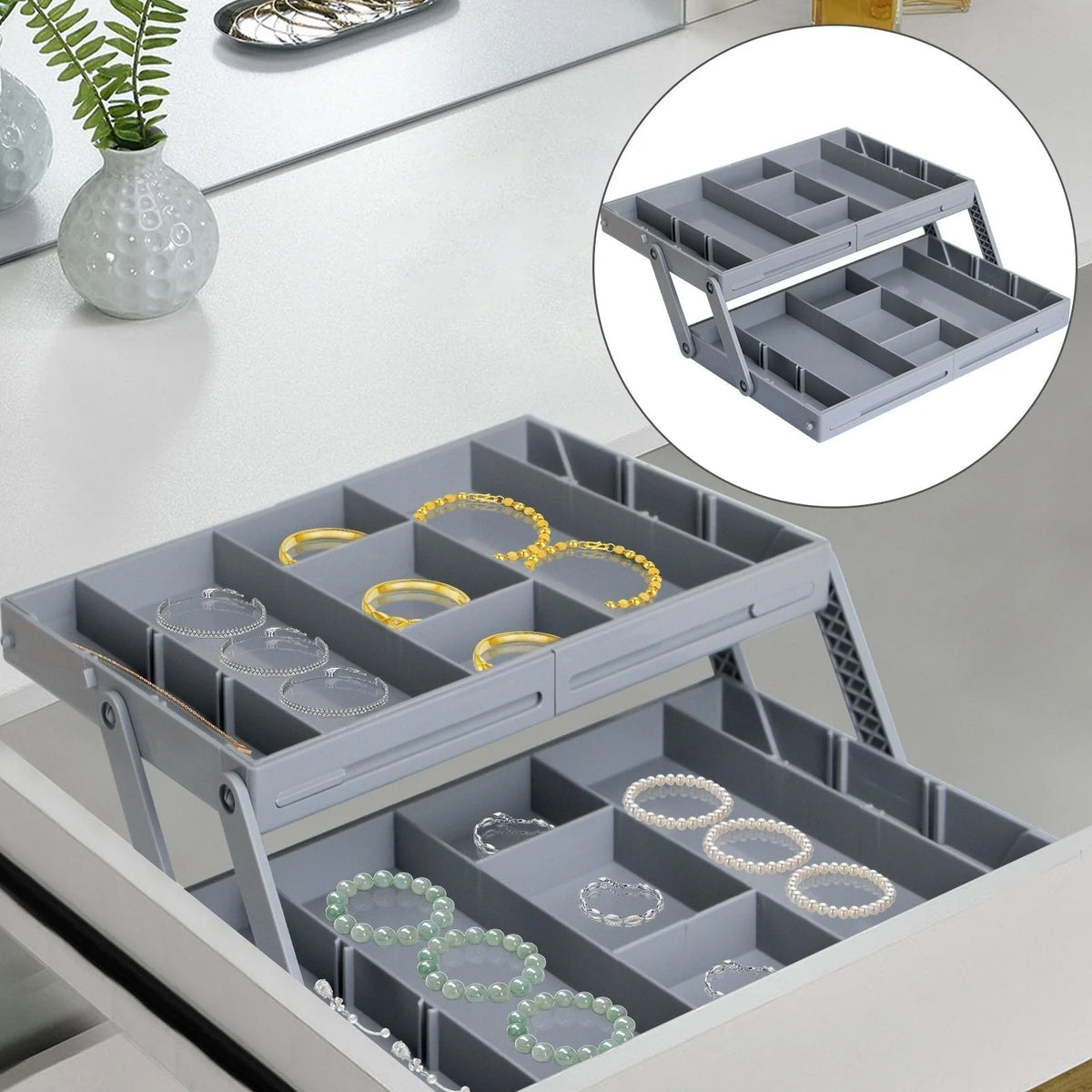 Drawer Organizer Adjustable Dividers Space-Saving Design