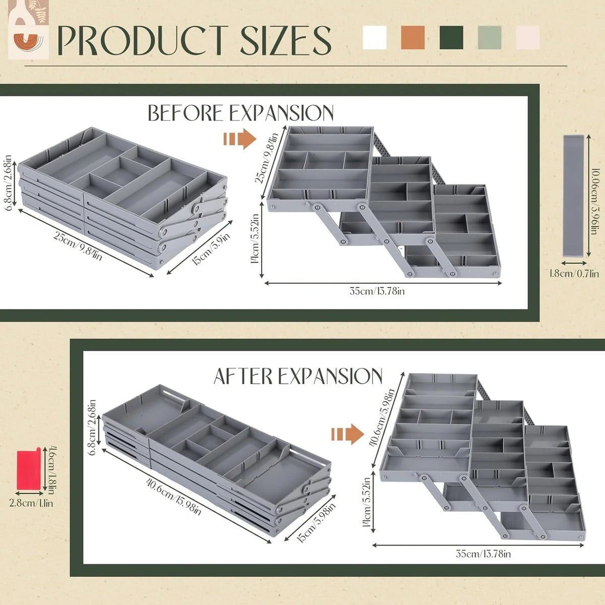 Drawer Organizer Adjustable Dividers Space-Saving Design