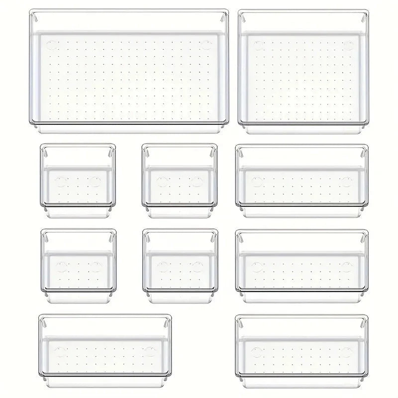 Drawer Organizer Set Clear Modular Stackable 18-Piece Set