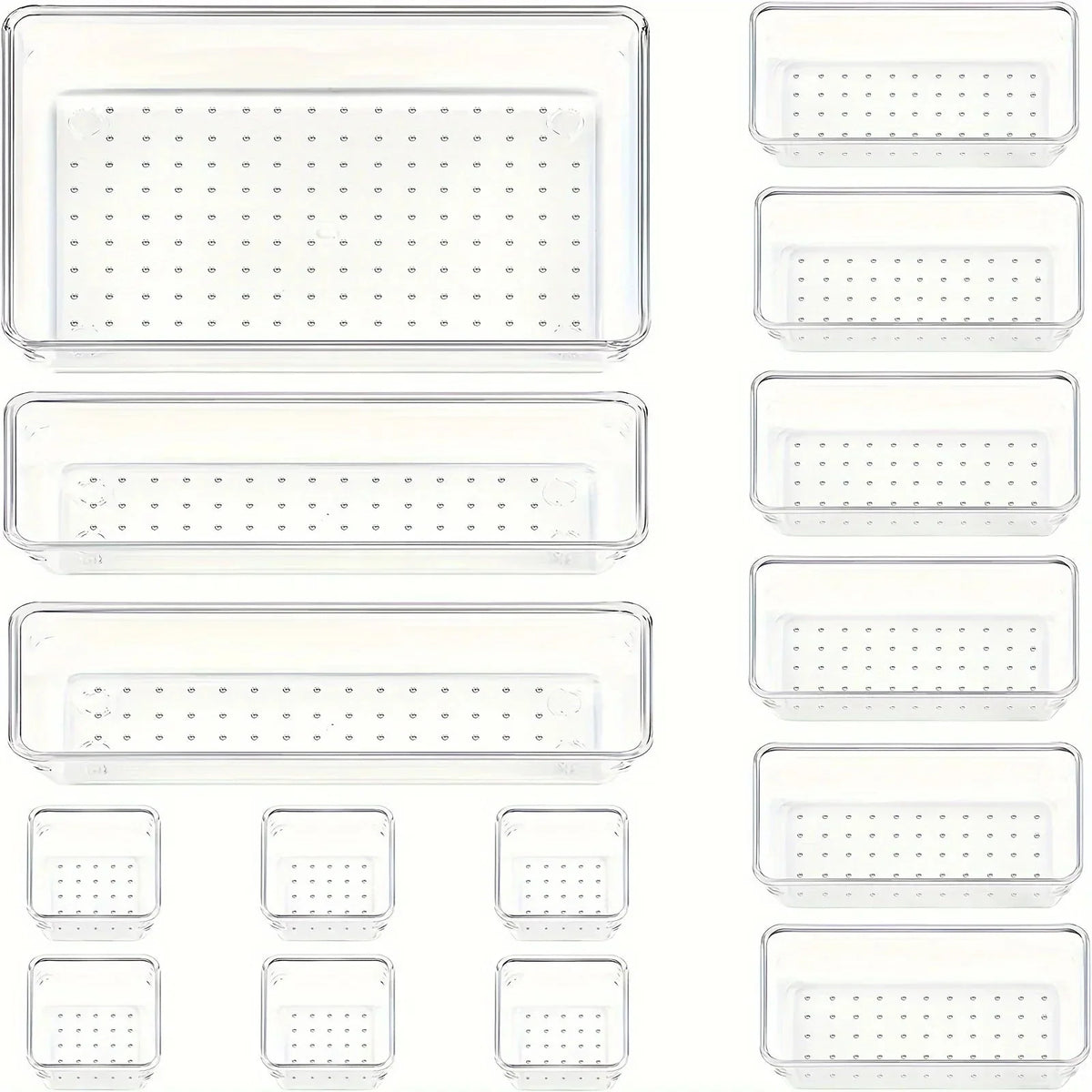 Drawer Organizer Set Clear Modular Stackable 18-Piece Set