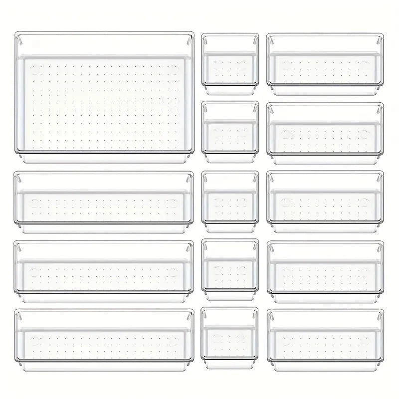 Drawer Organizer Set Clear Modular Stackable 18-Piece Set