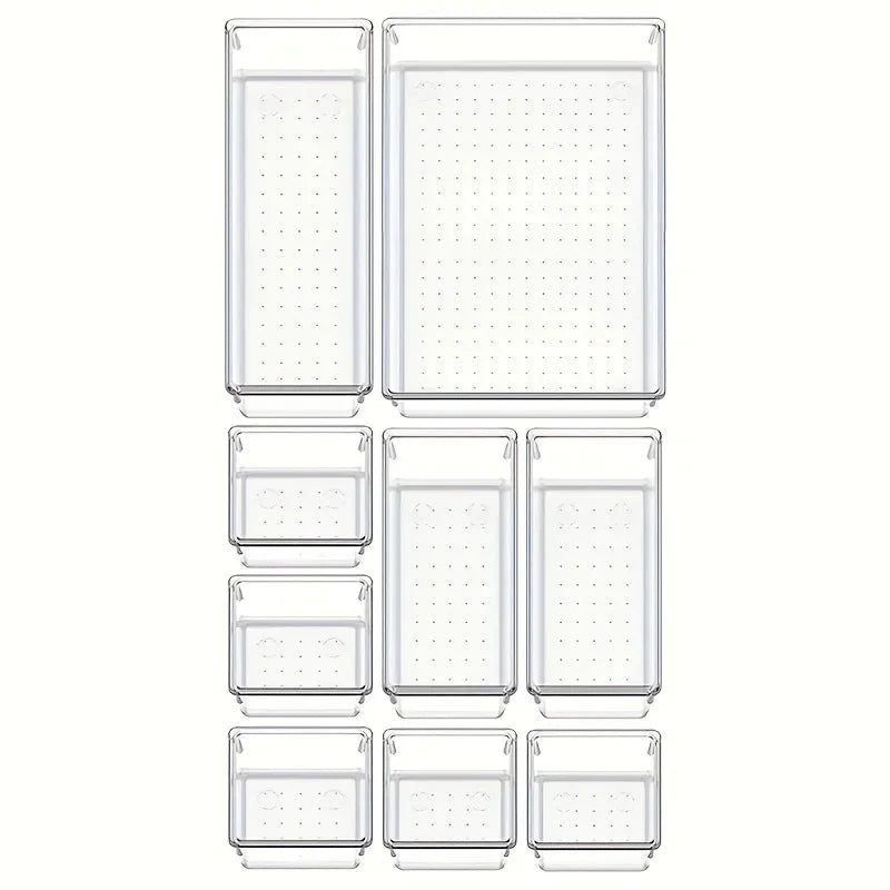 Drawer Organizer Set Clear Modular Stackable 18-Piece Set