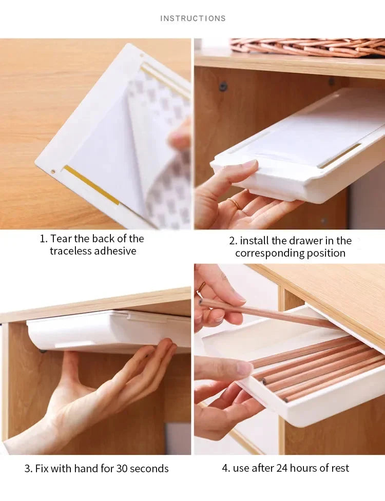 Drawer Organizer Under-Desk Self-Adhesive Multi-Compartment