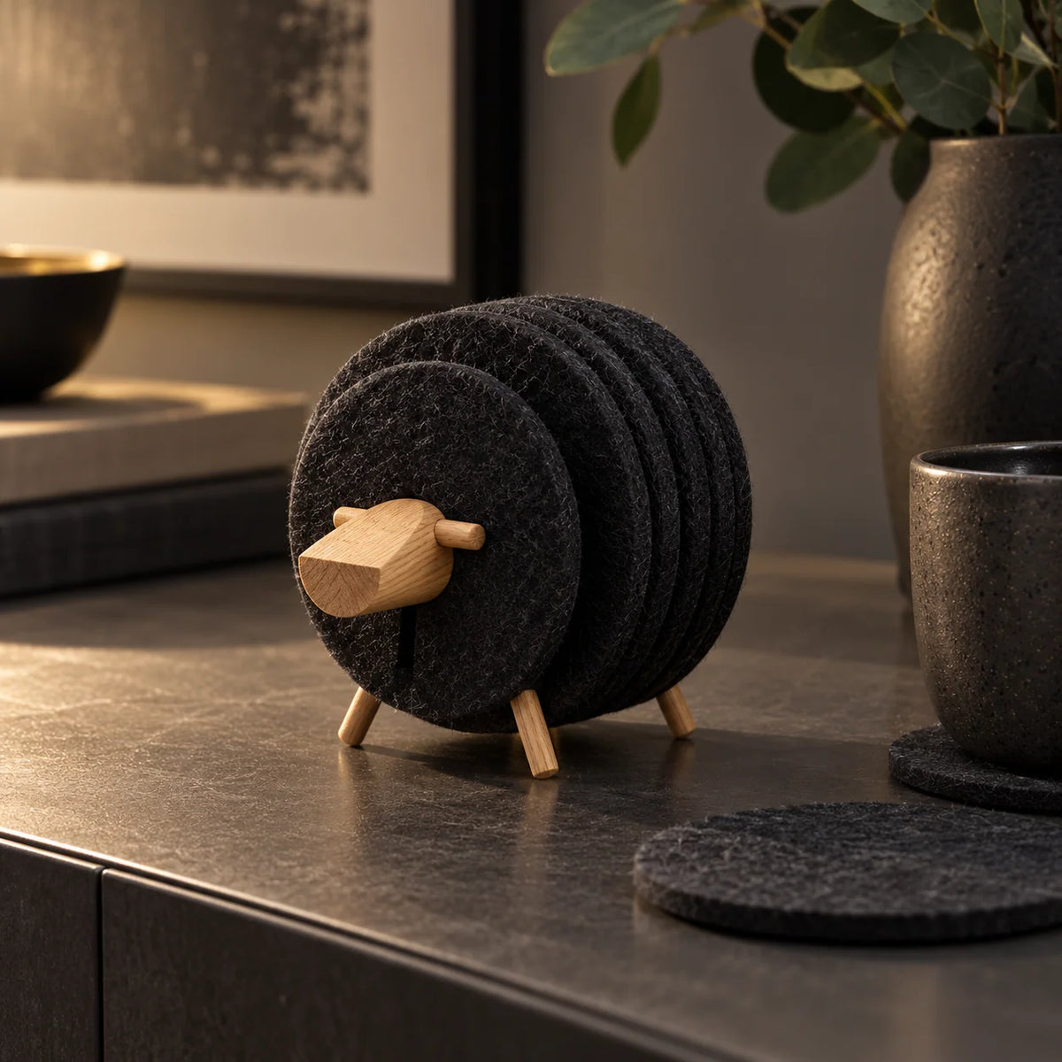 Drink Coaster Sheep-Shaped Anti-Slip Tabletop Protection