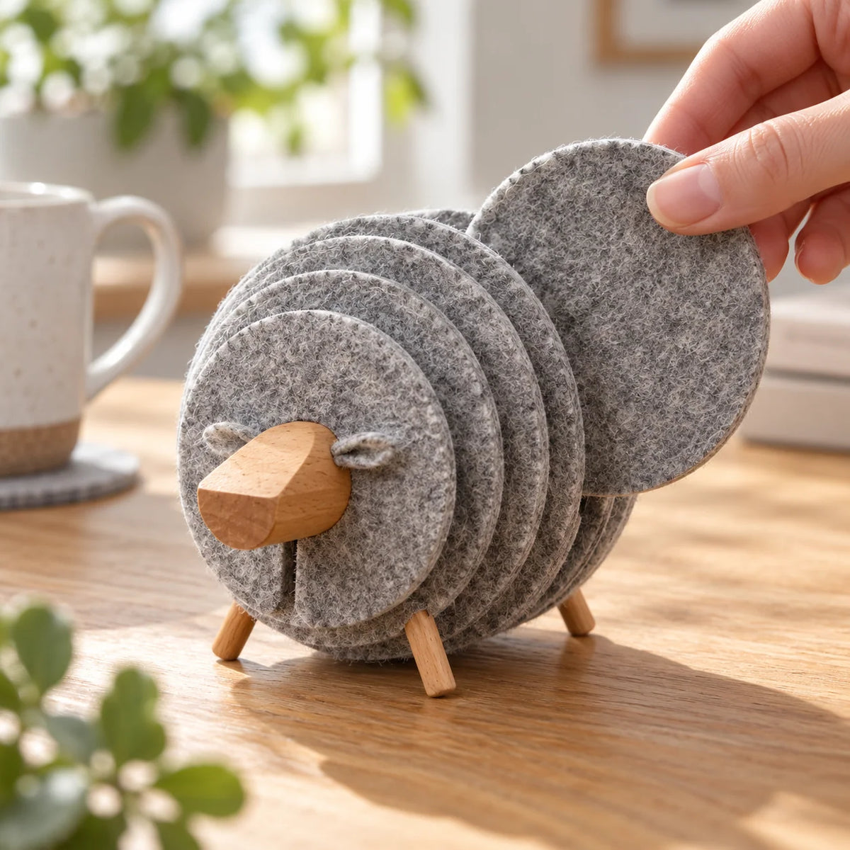 Drink Coaster Sheep-Shaped Anti-Slip Tabletop Protection