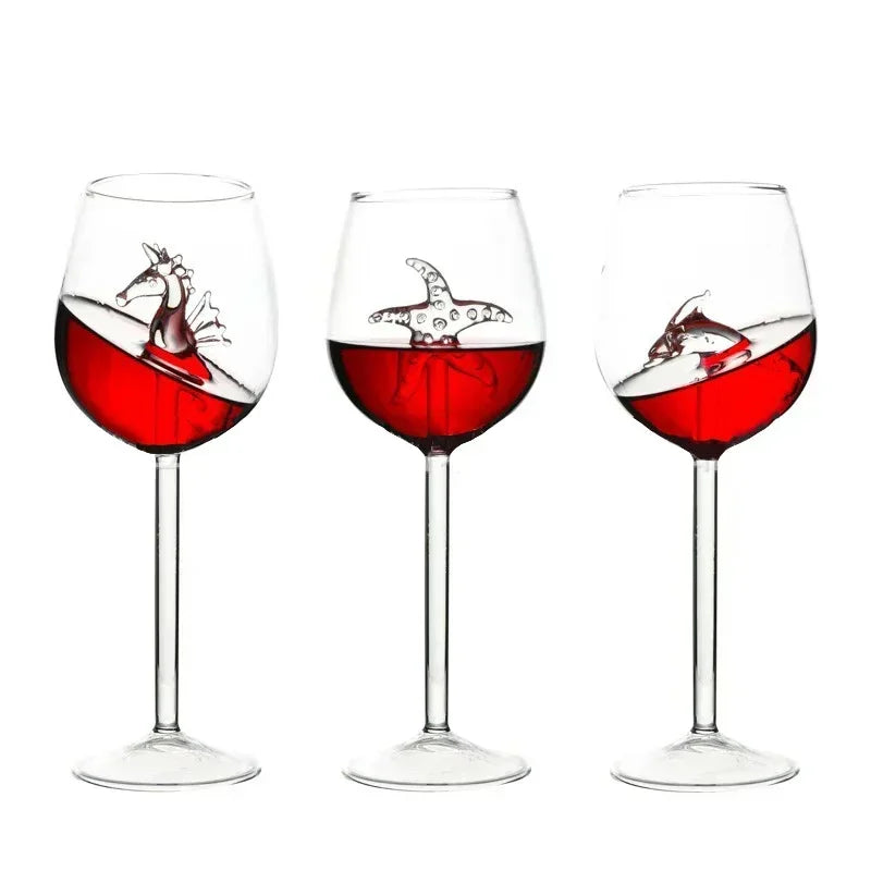 Drinking Glass Clear Sculpted 3D Sea Animal Design