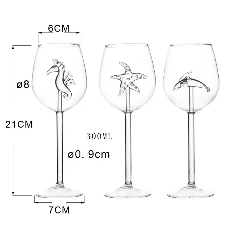 Drinking Glass Clear Sculpted 3D Sea Animal Design