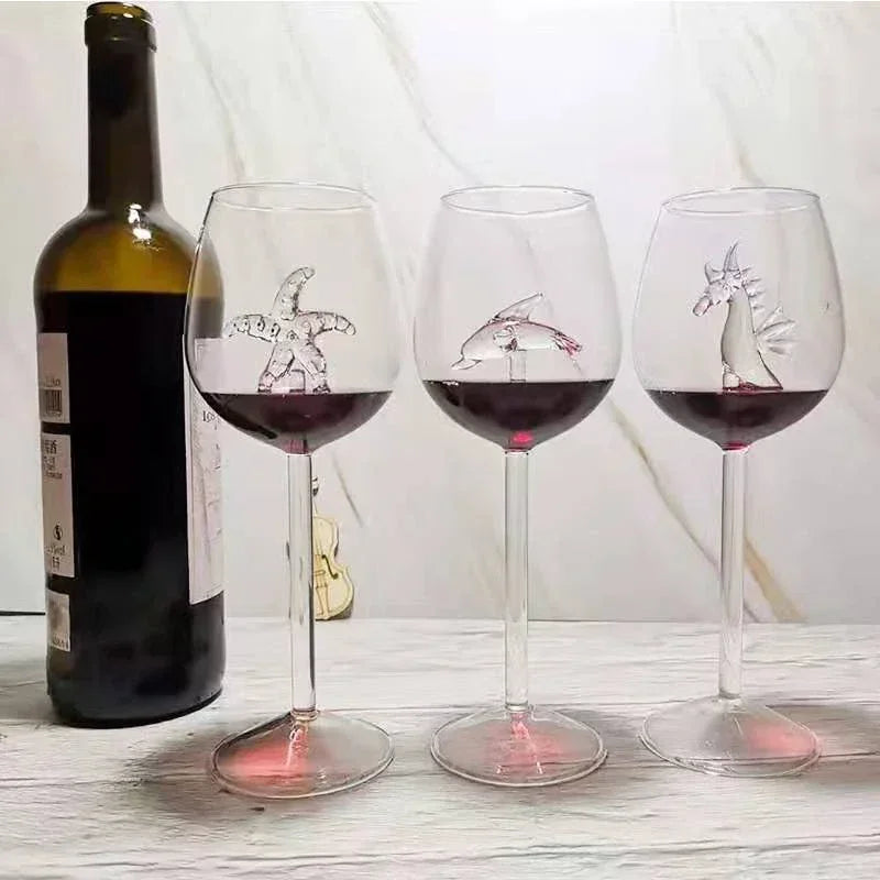 Drinking Glass Clear Sculpted 3D Sea Animal Design