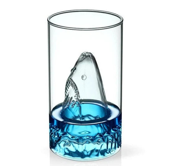 Drinking Glass Shark Design Double-Wall Insulated 10.1 Oz