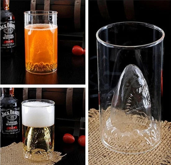Drinking Glass Shark Design Double-Wall Insulated 10.1 Oz