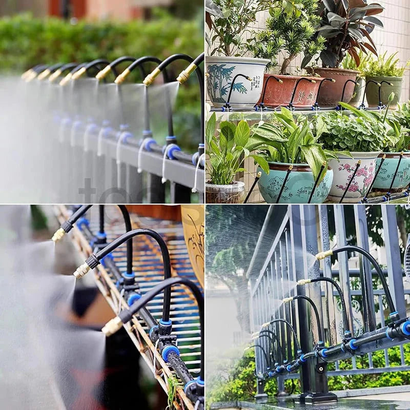 Drip Irrigation Kit 360° Rotating Nozzles & Cut-to-Length Tubing