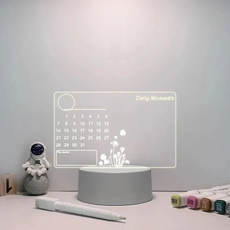 Dry-Erase Sign Acrylic Warm LED USB-Powered With Pen