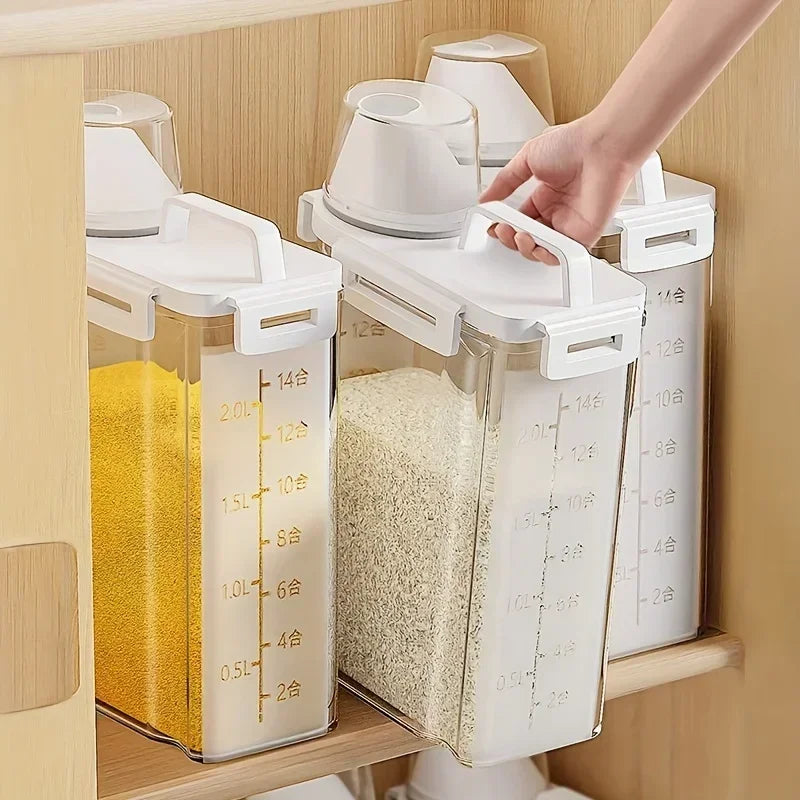 Dry Food Storage Container Airtight Clear With Measuring Cup