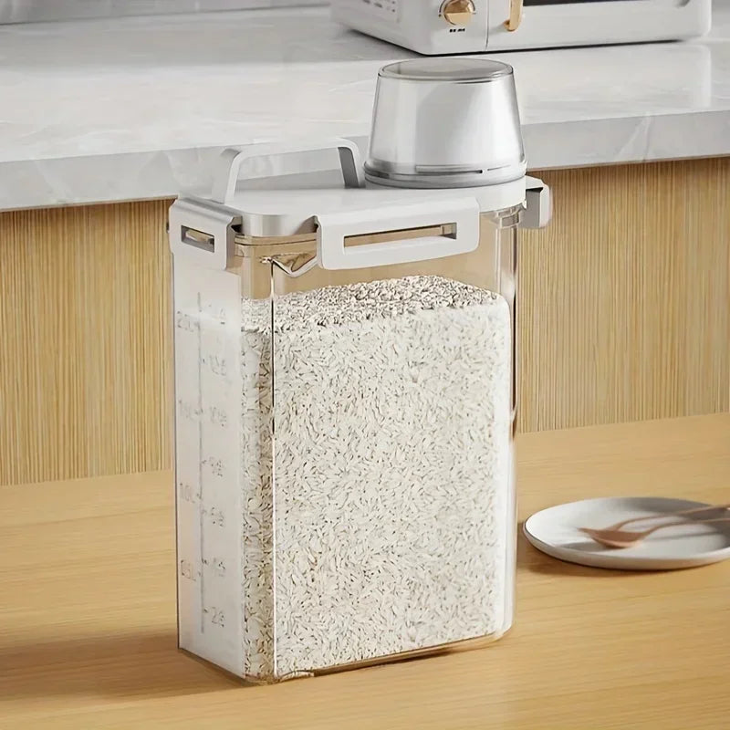 Dry Food Storage Container Airtight Clear With Measuring Cup