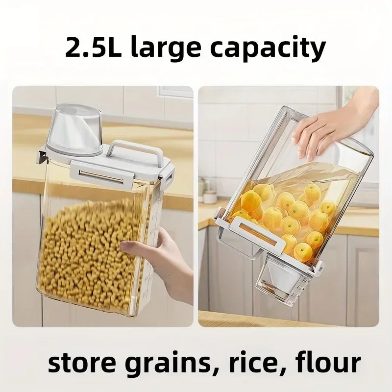 Dry Food Storage Container Airtight Clear With Measuring Cup
