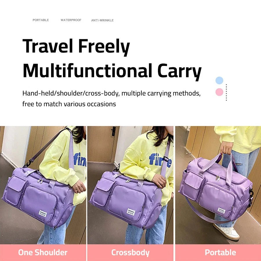 Duffel Bag Water-Repellent With Separate Shoe Compartment & Multiple Pockets