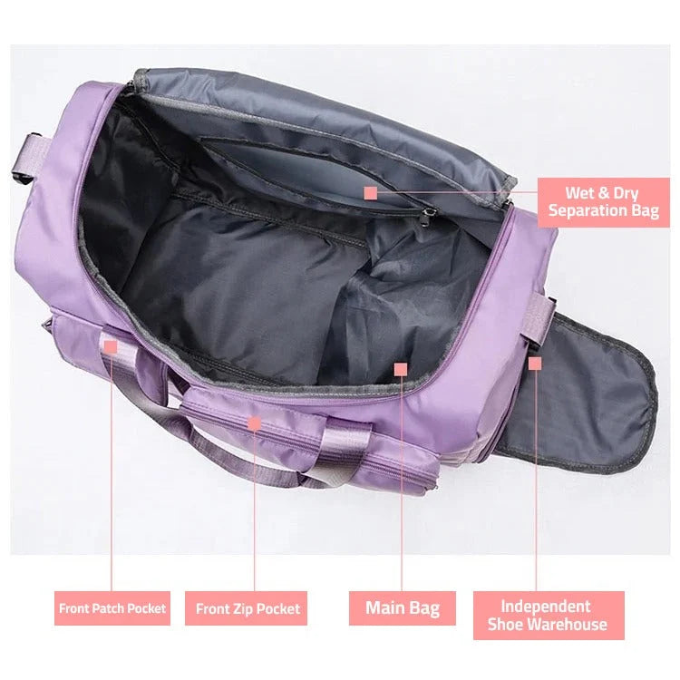 Duffel Bag Water-Repellent With Separate Shoe Compartment & Multiple Pockets