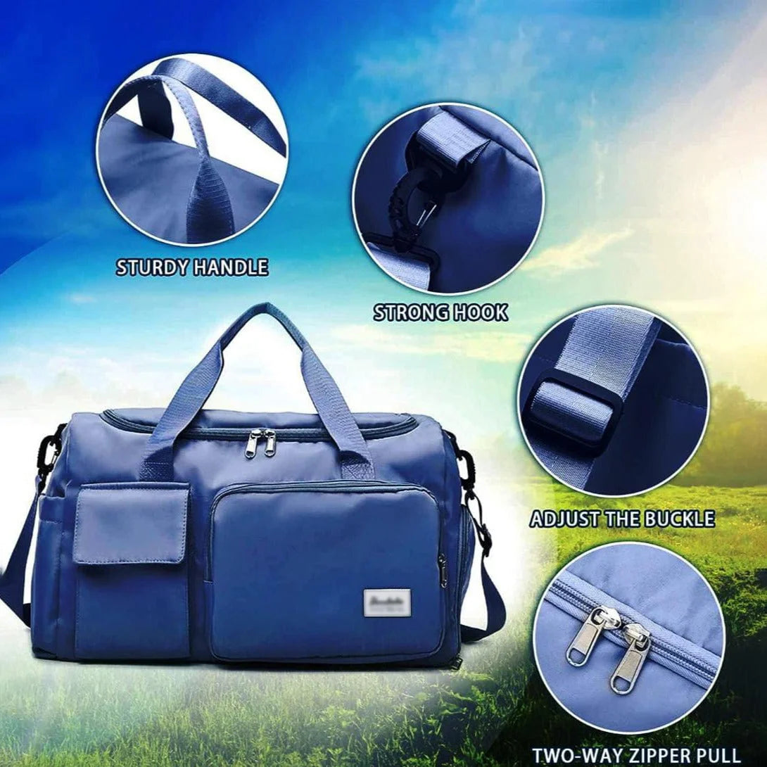 Duffel Bag Water-Repellent With Separate Shoe Compartment & Multiple Pockets