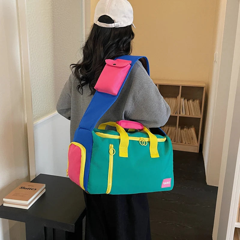 Duffle Bag Colorful Multi-Pocket Padded Handles & Adjustable Strap
