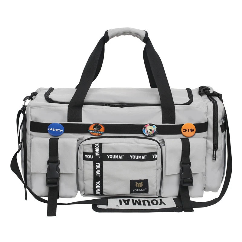 Duffle Bag Water-Resistant Fabric Adjustable Straps & Multiple Pockets
