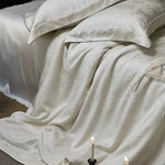 Duvet Cover 4-Piece Satin Jacquard Fine Piping
