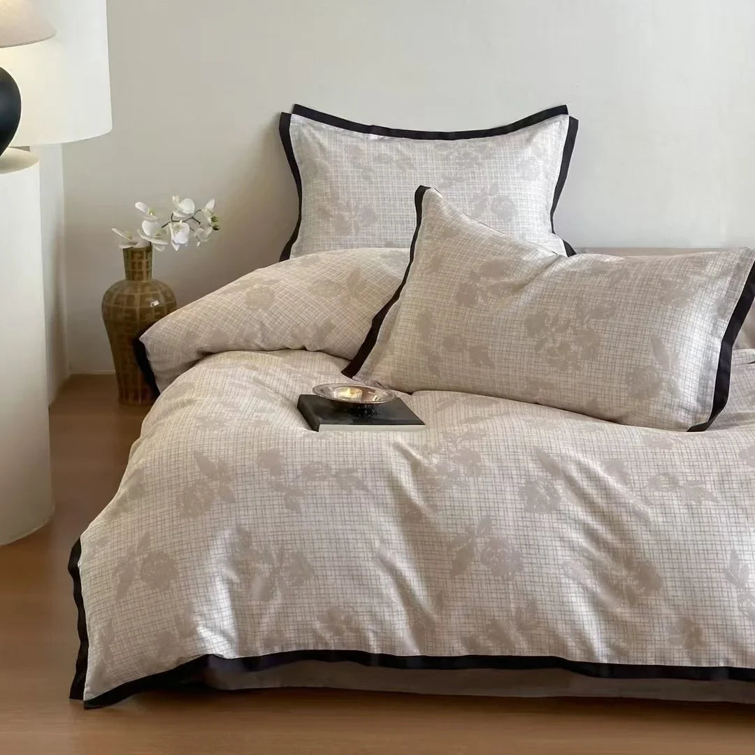 Duvet Cover 4-Piece Set Breathable Cotton Blend Reversible
