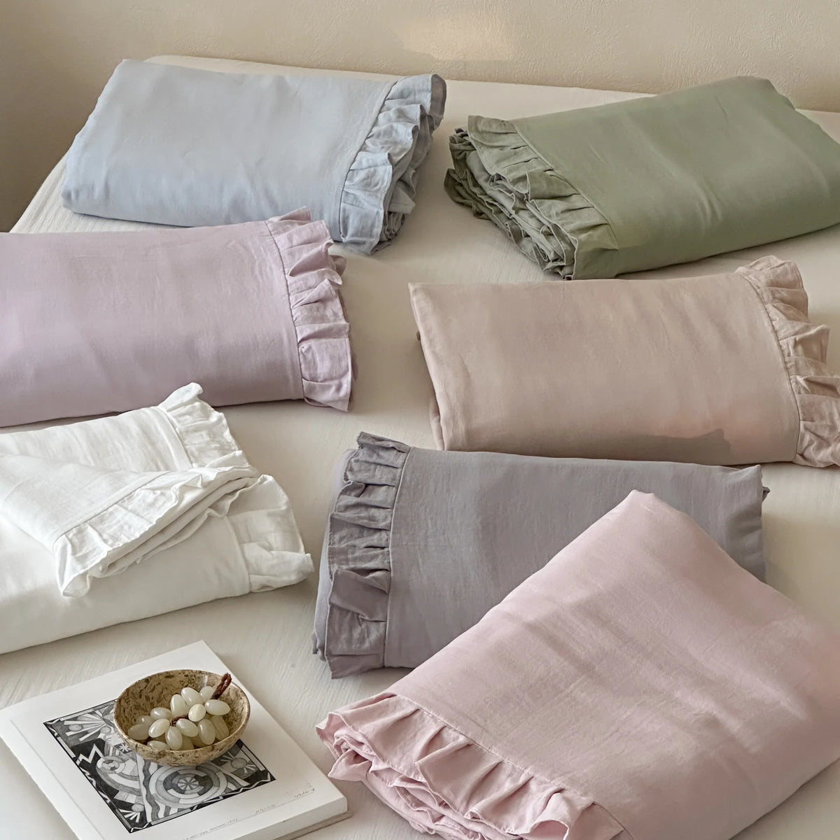 Duvet Cover Double-Layer Cotton Gauze Ruffled Edges