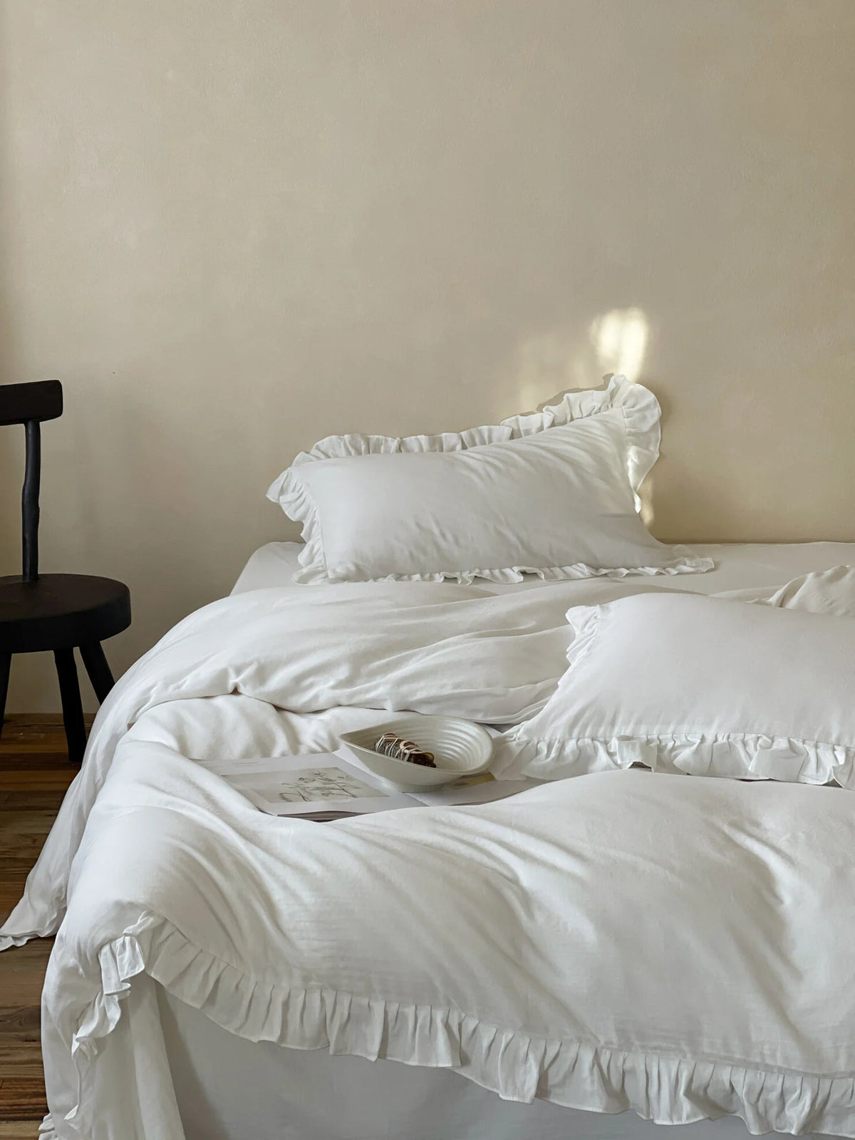 Duvet Cover Double-Layer Cotton Gauze Ruffled Edges
