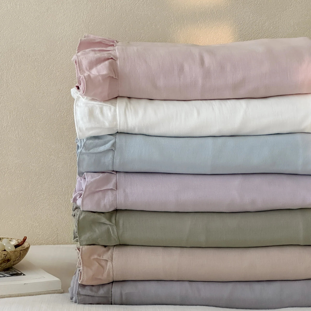 Duvet Cover Double-Layer Cotton Gauze Ruffled Edges