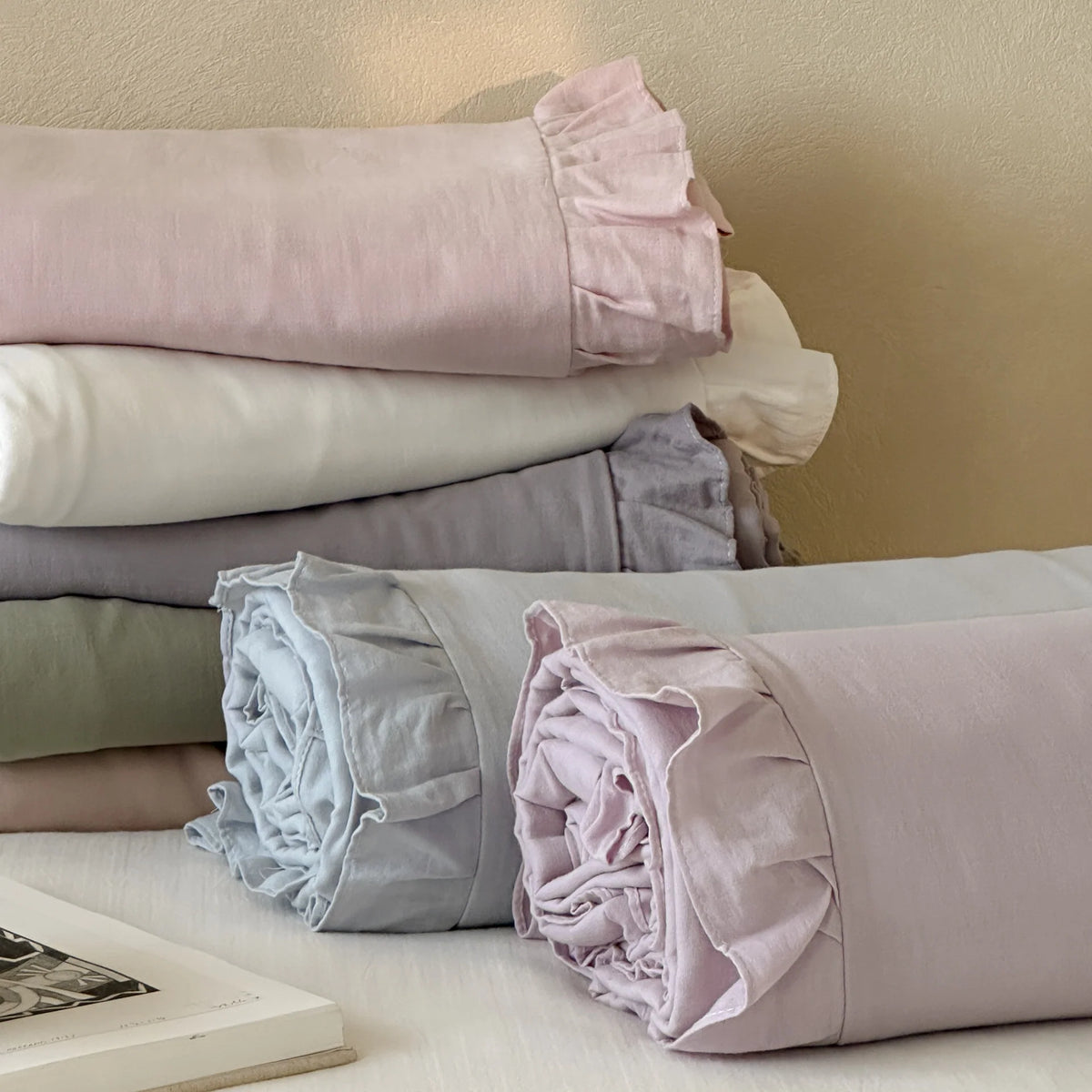 Duvet Cover Double-Layer Cotton Gauze Ruffled Edges
