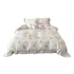 Duvet Cover Fine Satin Butterfly Print & Lace Trim