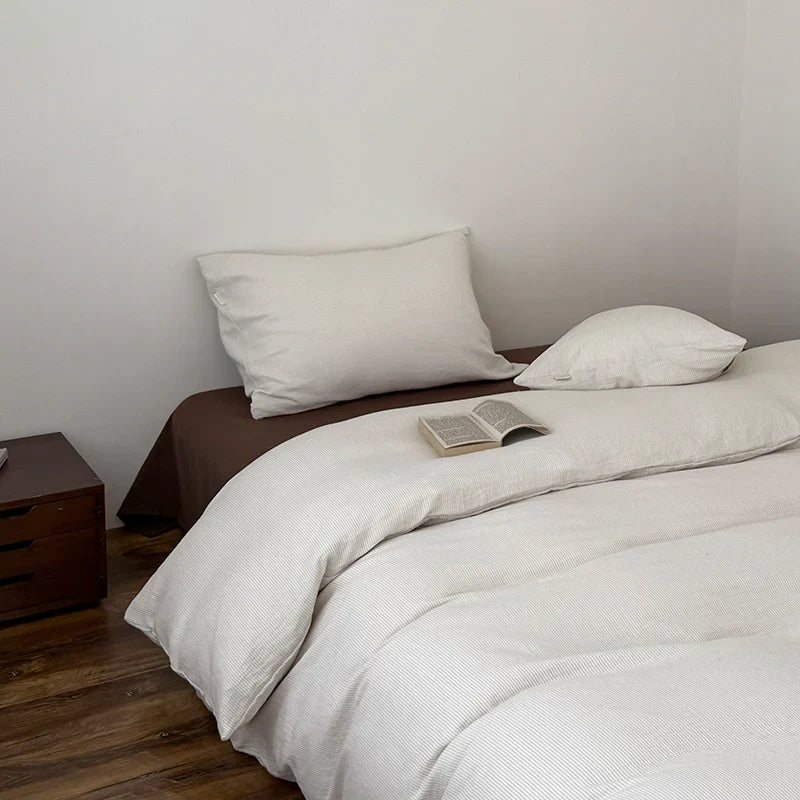 Duvet Cover & Pillow Set Breathable Cotton-Linen Machine Washable