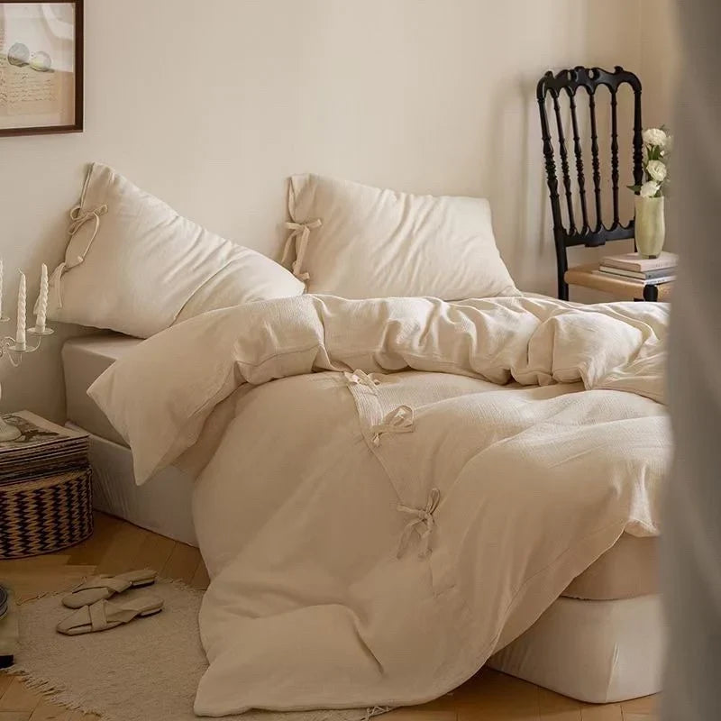 Duvet Cover Reversible Quilted Bow Appliques