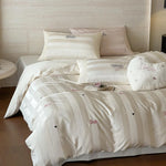 Duvet Cover Set 100% Cotton Percale Striped Jacquard