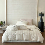 Duvet Cover Set 100% Cotton Percale Striped Jacquard