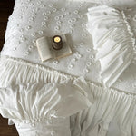 Duvet Cover Set 3D Floral Embroidery Ruffled Border