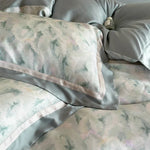 Duvet Cover Set 4-Piece Mako Cotton Breathable Watercolor Fern