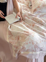 Duvet Cover Set 4-Piece Mako Cotton Breathable Watercolor Fern