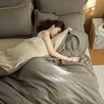 Duvet Cover Set 4-Piece Quilted Cotton Reversible Breathable