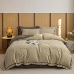 Duvet Cover Set 4-Piece Quilted Cotton Reversible Breathable