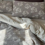 Duvet Cover Set Breathable Cotton Blend Quilted Floral Four Piece